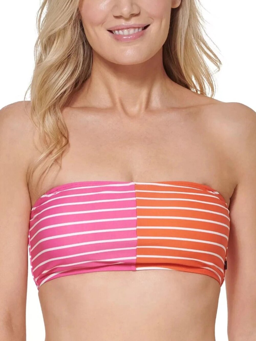 Tommy Hilfiger Women's Multicolor Striped Bandeau Bikini Swim Top Size M $78